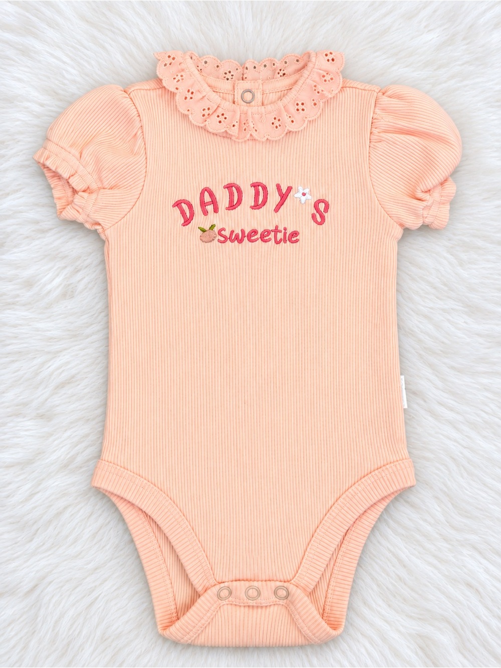 Tahari Peach 'Daddy's Sweetie' Ribbed One-Piece Bodysuit